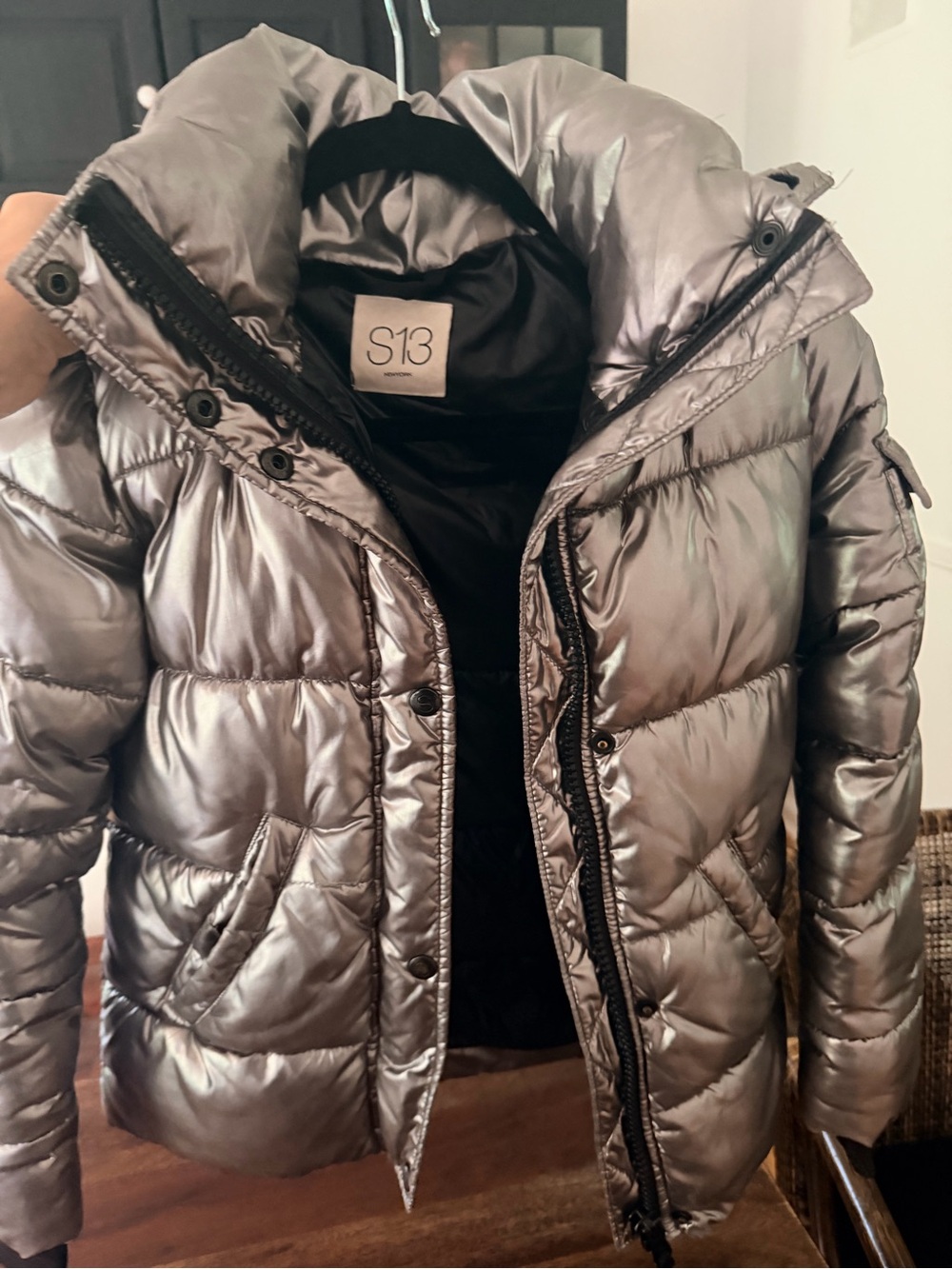 S13 Metallic Silver Puffer Jacket -Kids 10